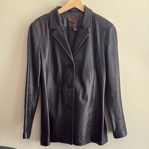 Y2K Danier Leather Blazer Jacket Black